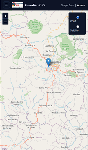 Vista móvil de Guardián GPS